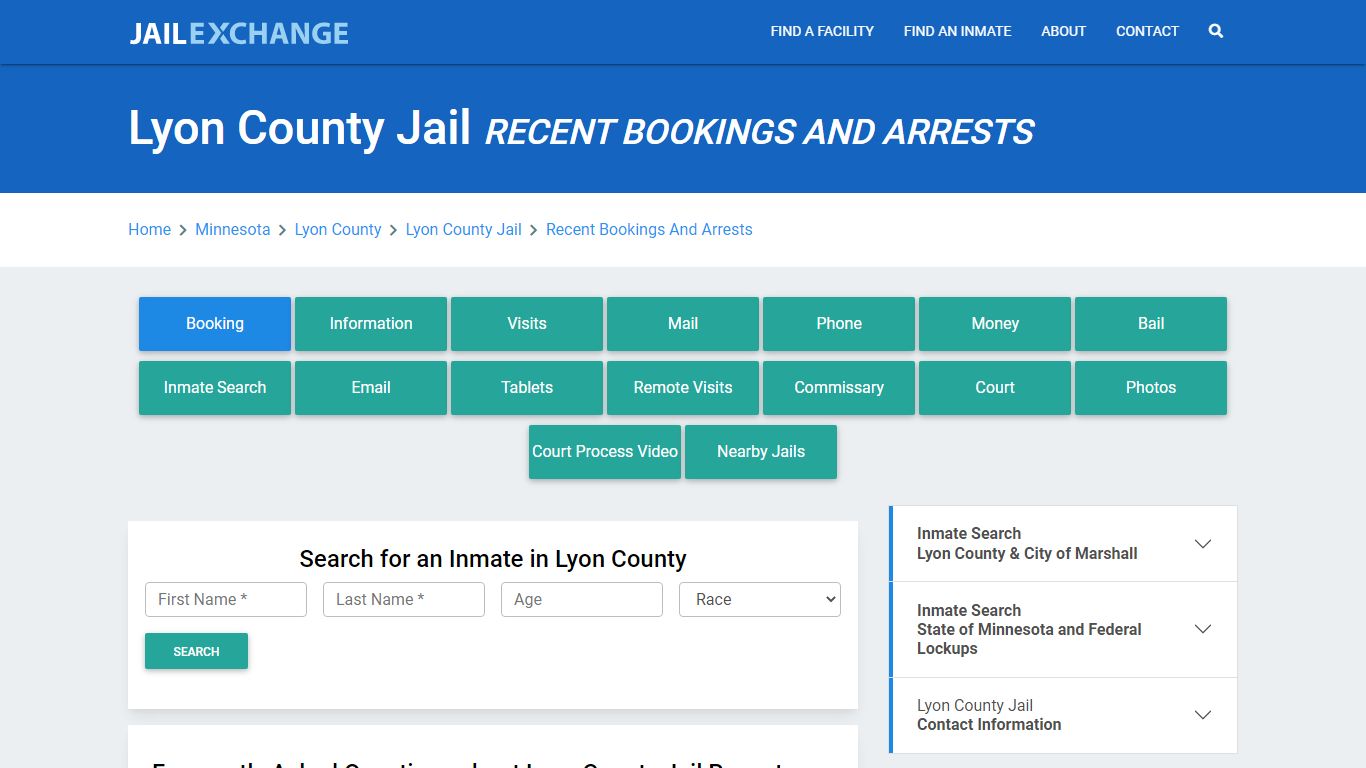 Lyon County Jail & Detention MN Recent Arrests and Bookings