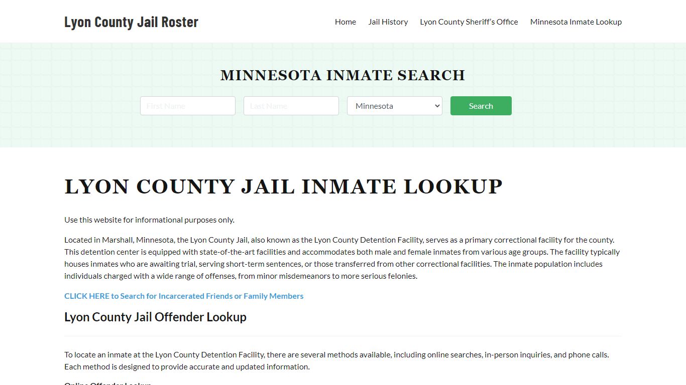 Lyon County Jail Roster Lookup, MN, Inmate Search